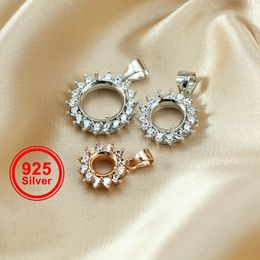 6-15MM Simple Round Prong Bezel Settings for CZ Stone Solid 925 Sterling Silver DIY Pendant Charm Tray 1411210 240109