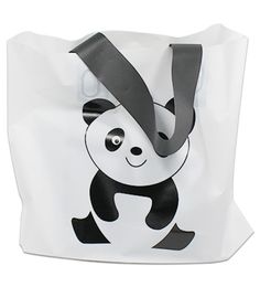 Whole 25pcsLot Printing Panda Carton White Shopping Plastic Bag With Handle For Cloth Gift Fashion Pouch4612053