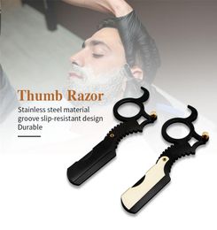 Stainless Steel Thumb Razor BarbershopFamily Beard Cutting Tool Two Colour Options High Quality Men Shaving Knife Hair Removal Too5625231