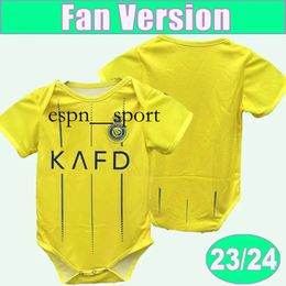 espnsport 2023 24 Al Nassr FC Baby Clothes Soccer Jerseys RONALDO Home Yellow Version Football Shirt Short Sleeves Uniforms