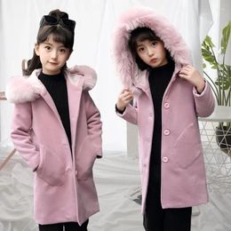 Jackets Children Kids Girl Overcoat Windproof Wool Winter Fashion Coat For Teens Girls Jacket Thick Long Outerwear 10 12Years