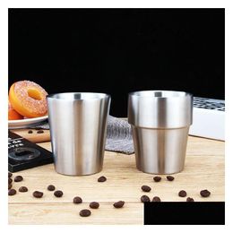 Mugs 100Pcs Fashion 7Oz 200Ml Beer Stainless Steel Double Wall Insated Coffee Cam Water Milk Mug Drop Delivery Home Garden Kitchen D Dhiea