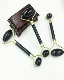 Natural Black Obsidian Massage Roller Double Head Jade Stone Facial Massage Roller Guasha Set Tool Skin Care Real Jade Roller2864676