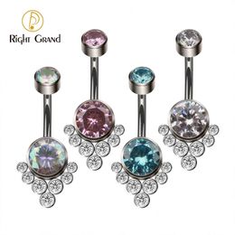 Right Grand ASTM 36 14G Cubic Zirconia Internally Thread Curved Barbell Eyebrow Tragus Ring Piercing Jewellery 240109