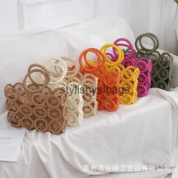 Shoulder Bags Paper rope woven wheel bag cross-border hollow large capacity str bag circular tourism beach handbagstylishyslbags