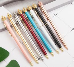 Creative Design 15 Colour Crown Diamond Ballpoint Pen Metal Ring Roller Ball Pens School Office Supplies Business Pen Student Gift5307725