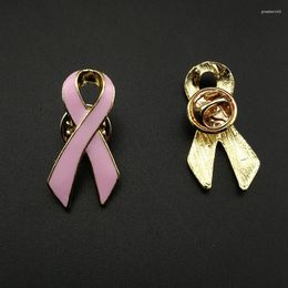 Brooches 100pcs/lot 30mm Enamel Pink Ribbon Brooch Pin