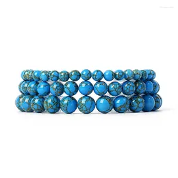 Strand Gold Colour Thread Blue Turquoises Bracelets Women Natural Stone Quartzs Beads Stretch Bracelet Chakra Yoga Healing Reiki Jewellery