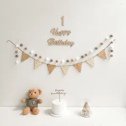 Party Decoration Kids First Birthday Backdrop Bunting Set Banner Baby 30 100 Days Jute Shower Anniversary