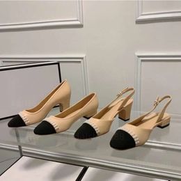 Chanells Intrelocking Pearl Slingback Classic Black Women Shoes Channel c Nude Cap Toe Flats Pumps Beige Sandals Two Tone Sling Back Early Party Dress Shoe Flats