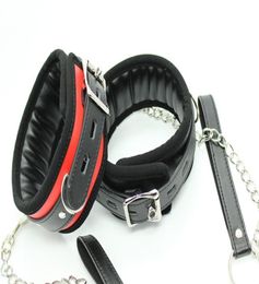 Neck Collars with Chain Leash Black Sexy Neck Cuffs BDSM SM Harness Bondage Restraints Flirting Sex Toys for Women PU Leather Sex4162312