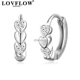 Stud Mossainite Double Heart Small Hoop Earrings D Colour S925 Sterling Silver Earring For GRA Sparkling Jewellery Gifts Valentine YQ240110