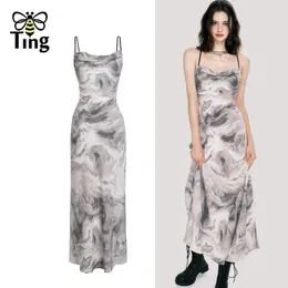 Casual Dresses Tingfly Women Strap Sleeveless Open Backless Floral Print Summer Lady Streetwear Chic Vestidos A Line Robes