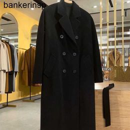 Luxury Coat Maxmaras 101801 Pure Wool Coat Winter Classic Black Double breasted Cashmere Coat for Men and Women's High end Long Coat4EGH