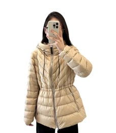 Down Jacket Women Mackages 90White Duck Down Llight Hooded Drawstring Waist Thin Warm Down Jacket WI9