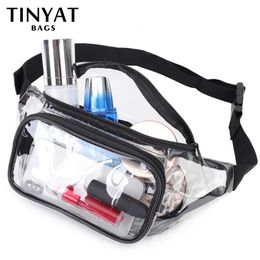 TINYAT Summer Waist Bag PVC Clear bag waterproof Jelly belt for girl walk dog transparent casual fanny pack 240110