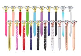 Top Fashion Metal Ballpoint Pen With Large Crystal Glass Diamond luxury Creative School Office Supplies Christmas gifts Custom log7910818