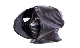 Full Head Zipper Eyes Nostril Opening Black Leather Bondage Hood Cosplay Mask Gf R652594394