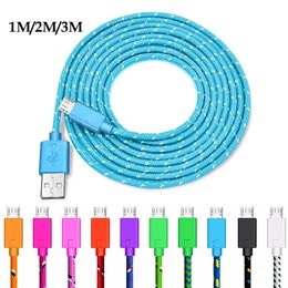 Micro USB Cable 1m 2m 3m Nylon Braided Data Sync USB Charger Cable For Samsung Huawei Xiaomi HTC Android Phone USB Micro Cables