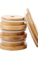 Bamboo Cap Lids Reusable Bamboo Mason Jar Lids with Straw Hole and Silicone Seal 4597 Q22875964