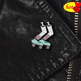 carton skiiing badge metal enamel symbol pin brooch for women men clothes collar trendy fashion insignia