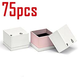 Components 75pcs Packaging New Paper Ring Boxes For Earrings Charms Europe Jewellery Case for Valentine's Day Gift Wholesale Lots Bulk