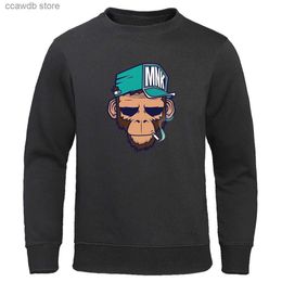 Men's Hoodies Sweatshirts European American Style Smoking Monkey Sweatshirt For Men Fashion Casual Sportswear Personality Street O-Neck Hoodies Men's T240110