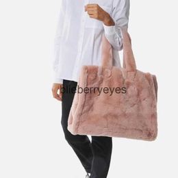 Shoulder Bags Fashion Faux Fur Large Tote Bag Designer Teddy Women Handbags Soft Fluffy Plush Lady Hand bags Casual Winter Big Shopper Pursesblieberryeyes