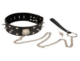 Adjustable Strict Leather Locking Posture Lock Chain Collar Neck Training Stretching Brace Slave Sex Fetish Restraint Bondage Y0401275071