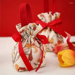 Gift Wrap 10 Pcs/Lot Creative Hand-Painted Flower Wedding Candy Bag Can Be Portable Christmas Holiday Small Packaging Cloth