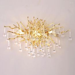 Wall Lamp Modern Luxury Crystal LED Lighting For Living Room Golden Lights Bedroom Bedside Sconces Decor Fixture