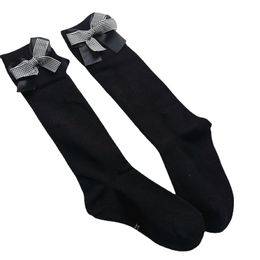 3pairs/lot Japanese Style Cute Bowknot Children Cotton Leg Warmers Breathable Anti-slip Knee-High Kids Socks Infant Accessories 240109