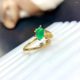 Cluster Rings Design Style Sterling Silver Emerald Ring For Party 4mm 6mm 0.5ct Natural Colombia With 3 Layers 18K Gold Plated