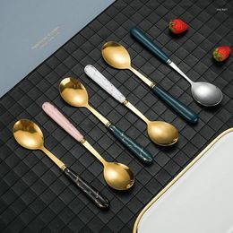Spoons Stainless Steel Spoon Imitation Ceramic Handle Net Red Korean Beauty Creative Home Coffee Stirring