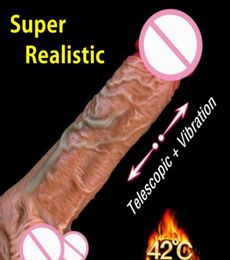 Automatic Telescopic Heating Penis Dildo Vibrator Adult Sex Toys Woman Erotic Female Masturbation Cock Toy Y1910171264310