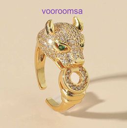 High Quality Carter 18k Gold Holiday Gift Ring Jewellery New Fashion Copper Zirconia Leopard Animal Auspicious Personalised Unisex Light With Original Box