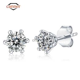 Stud CANNER 1CT Moissanite Stud Earrings for Women 925 Sterling Silver Diamond Brillant Cut D Solitaire for Wedding Fine Jewelry YQ240110