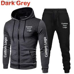 Men's Tracksuits Custom Men's Tracksuit Fashion Sportswear Hooded Jacket and Sweatpants Two Piece Set Autumn Winter Male Fleece Sports Suit Q230110