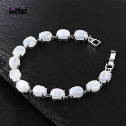 Bangles S925 Sterling Silver Bracelet Natural Moonstone Moonlight Stone Bracelet 18cm Gemstone Tennis Bangle Jewelry Anniversary Gift