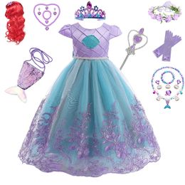 Little Mermaid Costume For Girls Halloween Dress Tutu Kids Birthday Gift Princess Girl Carnival Party Prom 240109