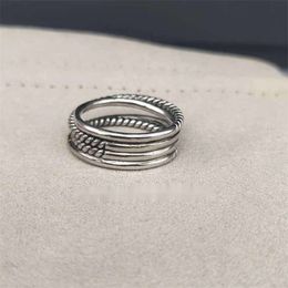 Two-color Twisted Rings Dy Cross Ring Women Fashion Platinum Plated Black Thai Silver Hot Designer Jewellery Woman Luxury Diamond Wedding Gift Vintage
