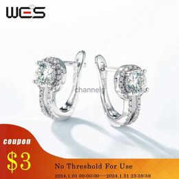 Stud WES 925 Sterling Silver 1ct 5*5MM Moissanite Stud Earrings for Woman Certified Fine Jewelry Wedding Party Valentine Gifts YQ240110