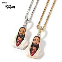 Hip HopFactory Supplies Collier Homme Copper Enamel 3d Religion Jesus Pendant Necklace Hipster Accessories Mens Hip Hop Jewellery