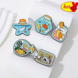 mini carton fashion animal drift bottle moon star pins Badges Brooches Lapel pin Enamel pin Backpack Bag Accessories