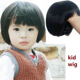 Children's Hair Accessories Baby Wigs Boy Headdress Little Girl Headgear Kids Black Hood Brown Head Cover Reborn Doll Toupee 240109