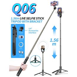 Monopods New 1560mm New Wireless Selfie Stick Tripod Foldable Monopod With Fill light For Gopro Action Cameras Smartphones Selfie