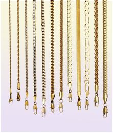 Gold Chain For Men Women Wheat Figaro Rope Cuban Link Chain Gold Filled Stainless Steel Necklaces Male Jewellery Gift Whole9654161