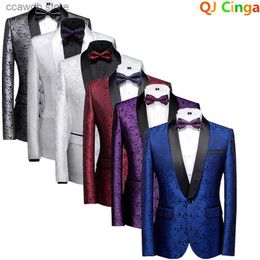 Men's Suits Blazers 2023 New Blue Men's Suit Jacket In Small Silver Jacquard The Wedding Party Blazer Masculino Red White Slim Fit Men Terno 6xl T240110