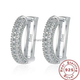 Stud s925 Sterling Silver Real Moissanite Letter D Hoop Earring For Women Sparkling Lab Diamond Ear Buckle Fine Jewelry Gift YQ240110