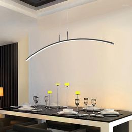Pendant Lamps Modern Long Strip Hanging Lamp For The Kitchen Nordic Simple Creative Led Art Line Light Dining Room Bar Suspension